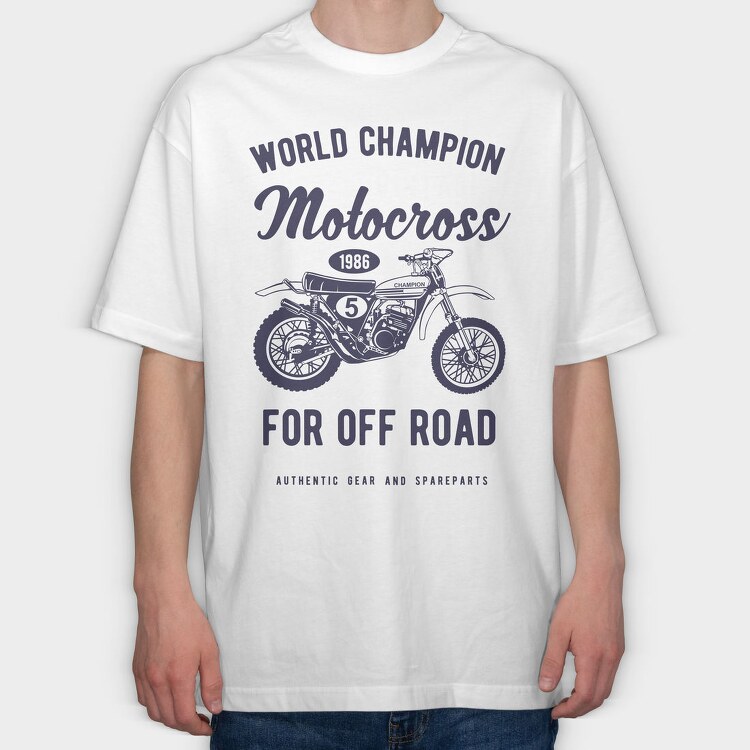 Vintage Motocross, Tricou Oversize Barbati (Unisex)