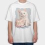 Cat Birthday Party B Day Kitten, Tricou Oversize Barbati (Unisex)