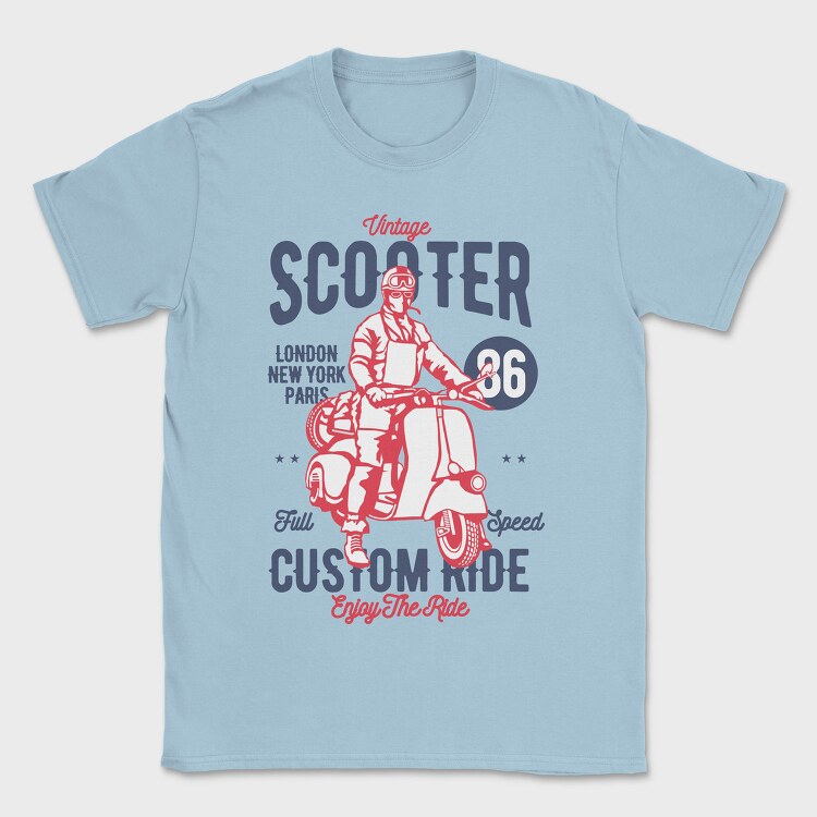 Vintage Scooter, Tricou Barbati (Unisex)