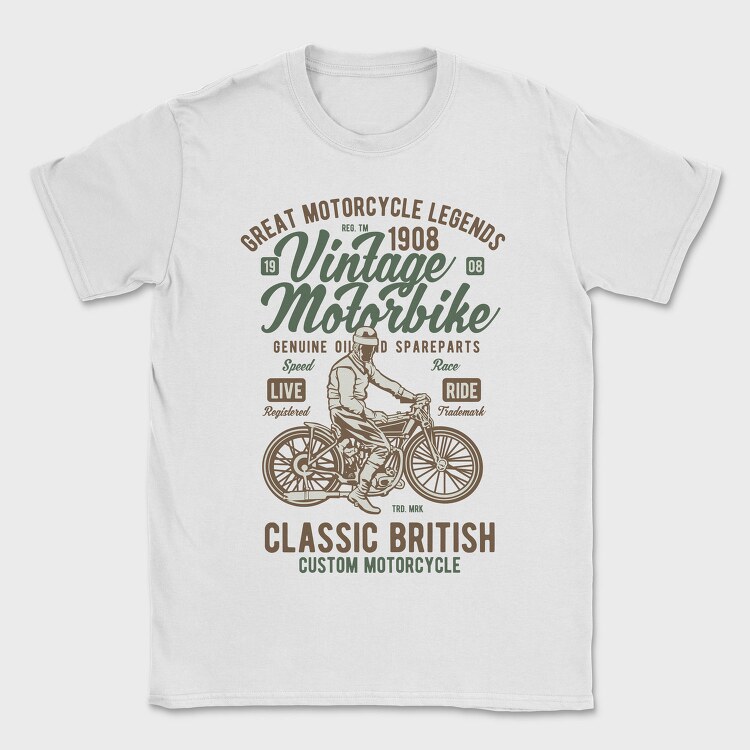 Vintage Motorbike, Tricou Barbati (Unisex)