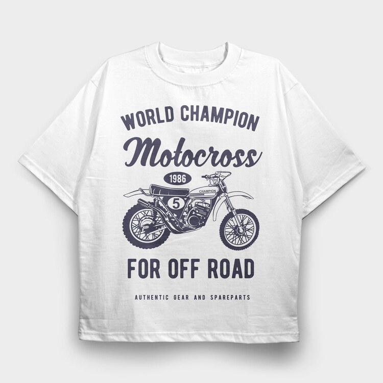 Vintage Motocross, Tricou Oversize Barbati (Unisex)