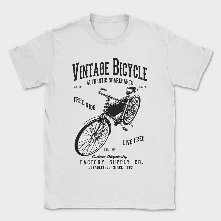 Vintage Bicycle, Tricou Barbati (Unisex)