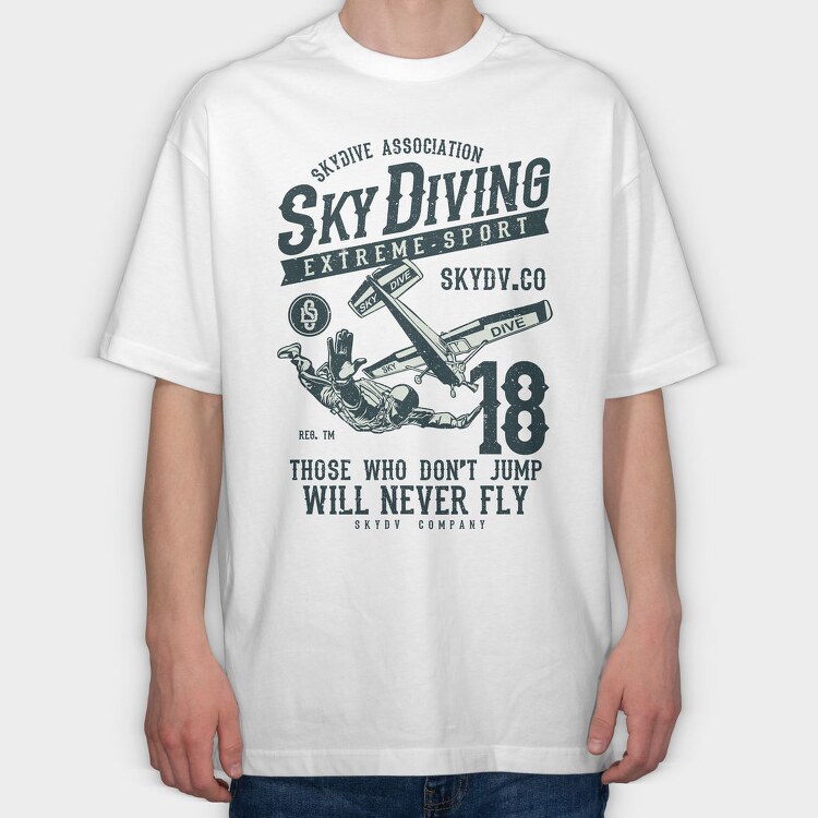 Sky Diving, Tricou Oversize Barbati (Unisex)
