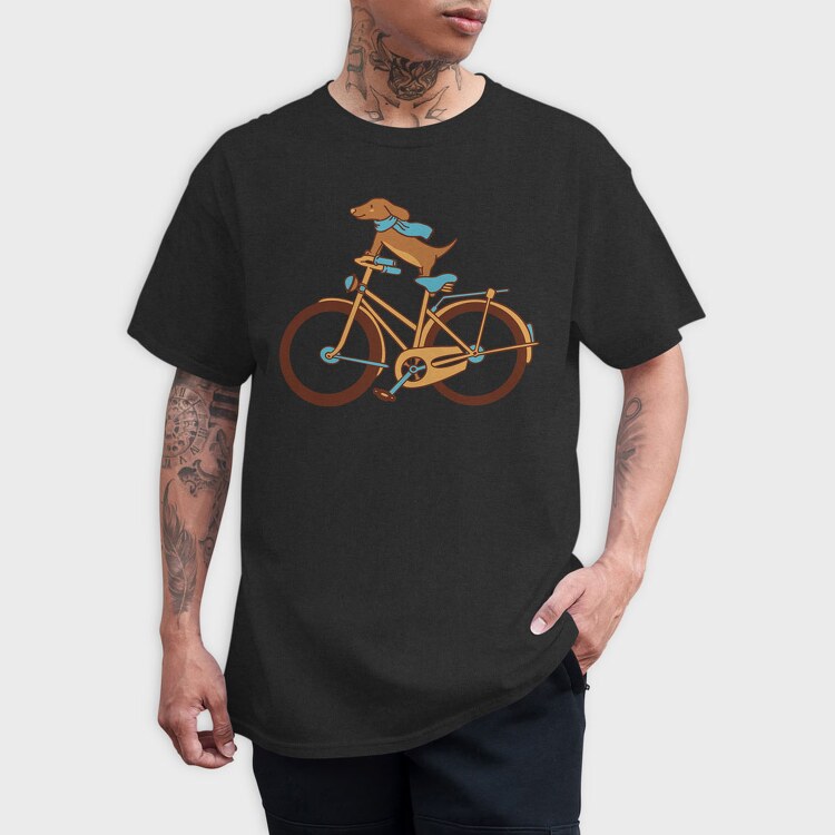 Dachshund Dog Bike, Tricou Barbati (Unisex)