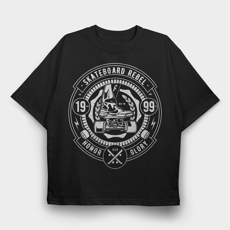 Skateboard Rebel, Tricou Oversize Barbati (Unisex)