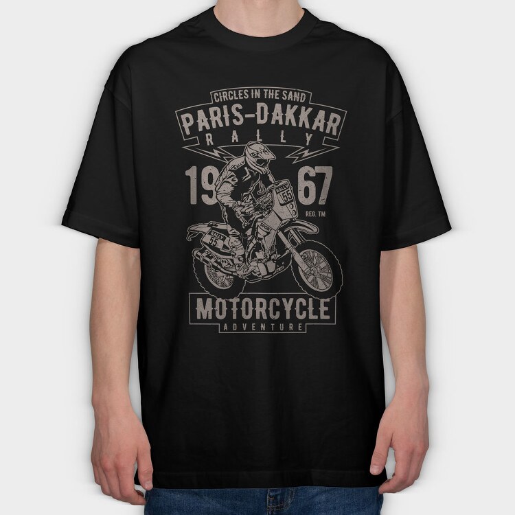 Paris Dakkar Rally Motorcycle, Tricou Oversize Barbati (Unisex)
