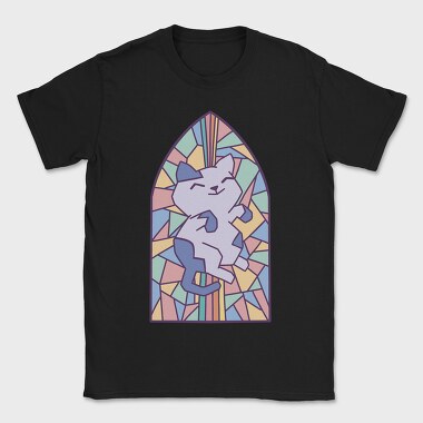 Cat In Church Window Style Py, Tricou Barbati (Unisex)