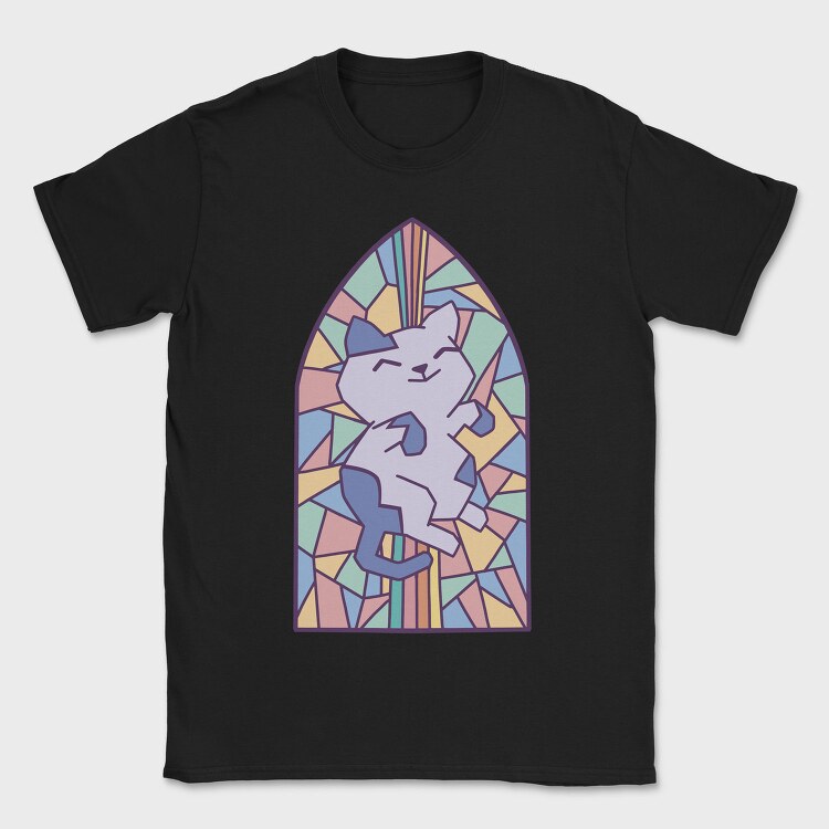 Cat In Church Window Style Py, Tricou Barbati (Unisex)