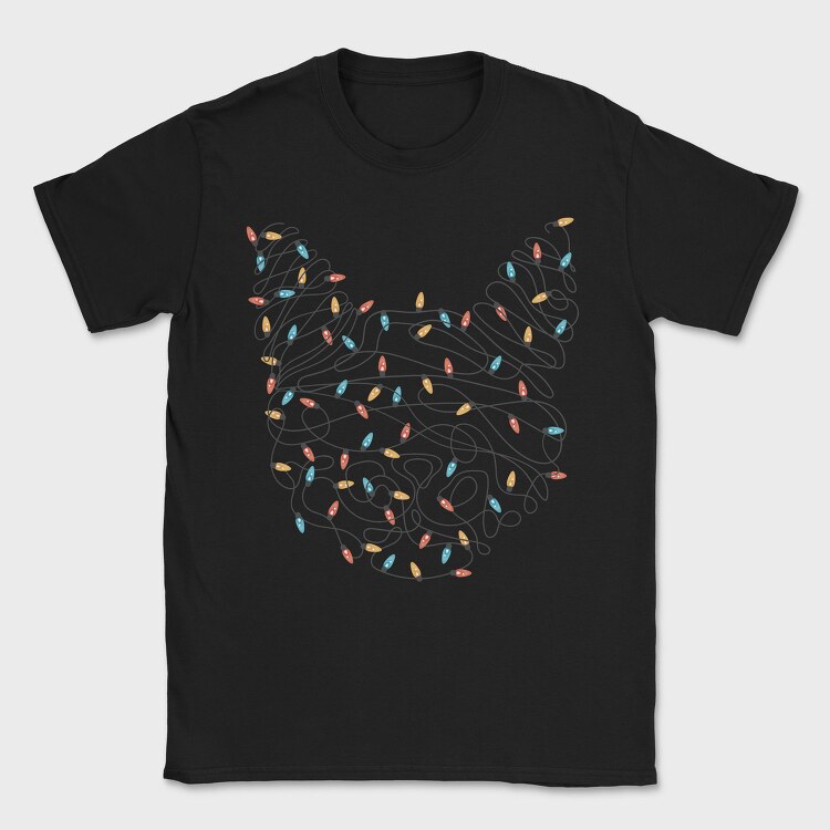 Cat Christmas Lights Silhouette With, Tricou Barbati (Unisex)