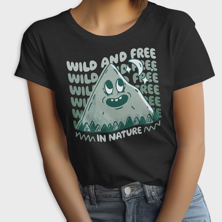 Wild and Free Mountain Cartoon, Tricou Femei