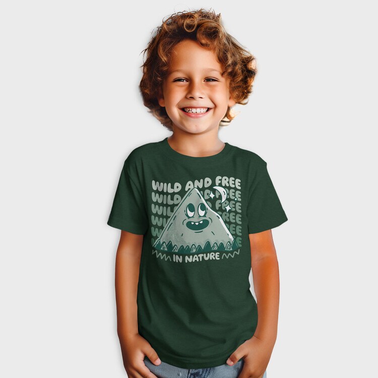 Wild and Free Mountain Cartoon, Tricou Copii