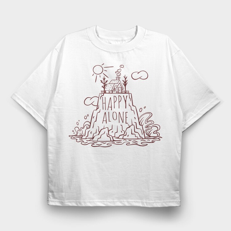 Mountain House, Happy Alone, Tricou Oversize Barbati (Unisex)