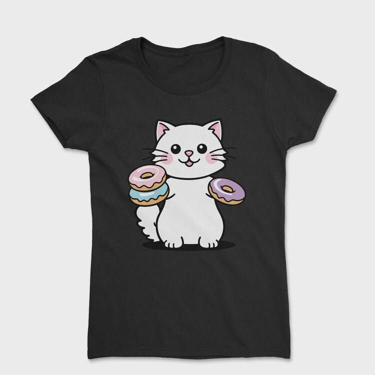 Cat And Donuts White Kitty, Tricou Femei