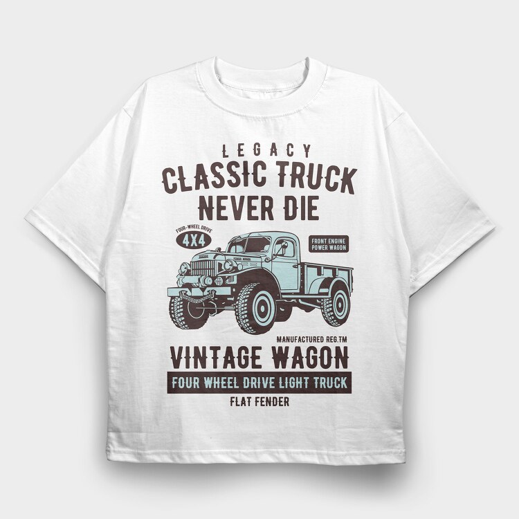 Classic Truck, Tricou Oversize Barbati (Unisex)