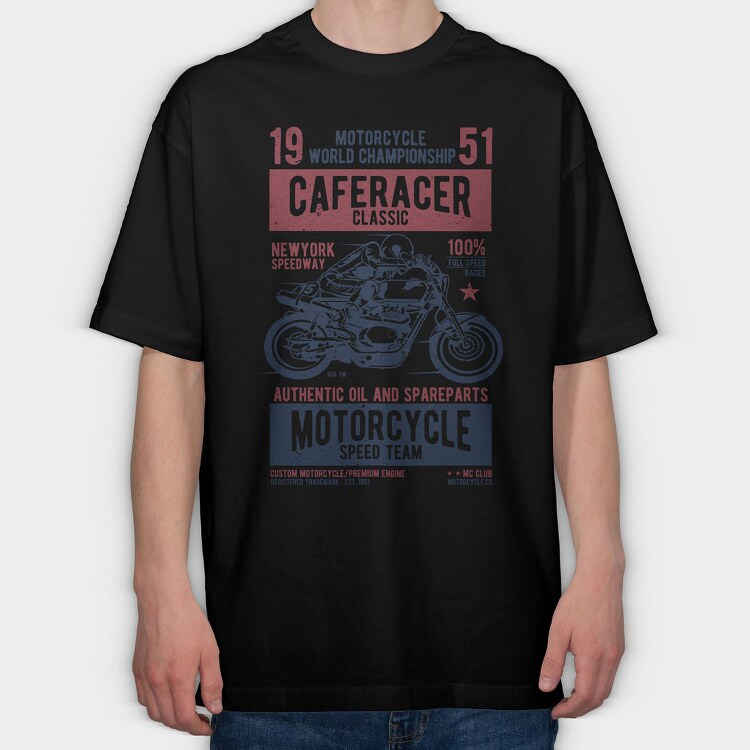 Caferacer Classic Race, Tricou Oversize Barbati (Unisex)