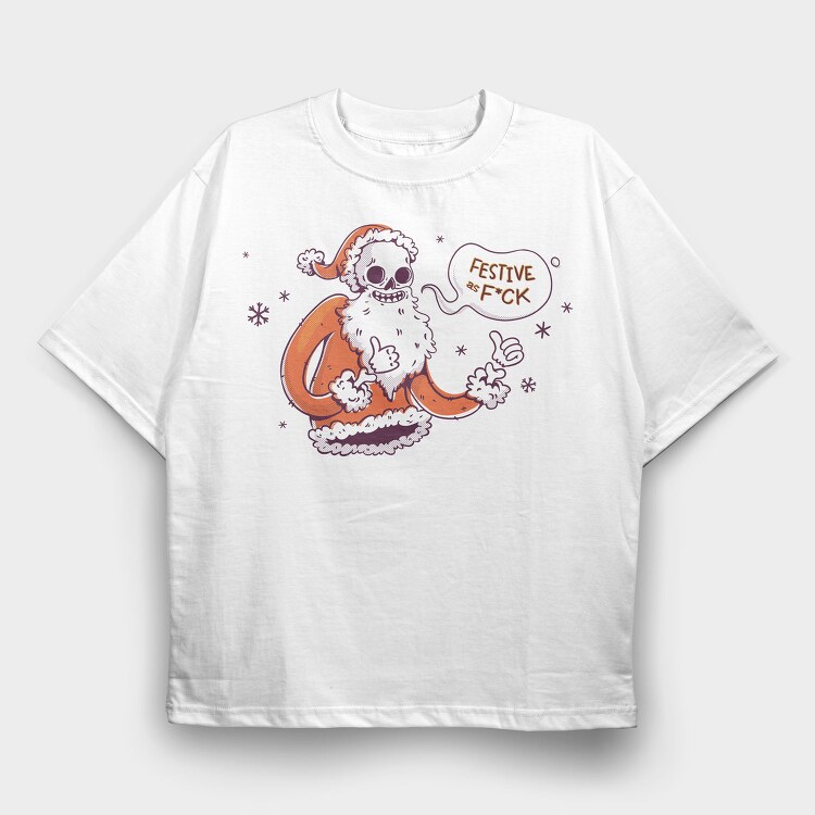Anti Christmas Vintage Retro Skeleton Santa, Tricou Oversize Barbati (Unisex)