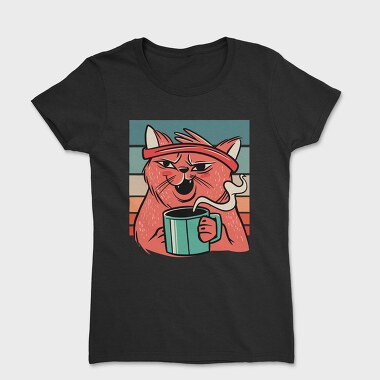 Cat Drinking Coffee (2), Tricou Femei