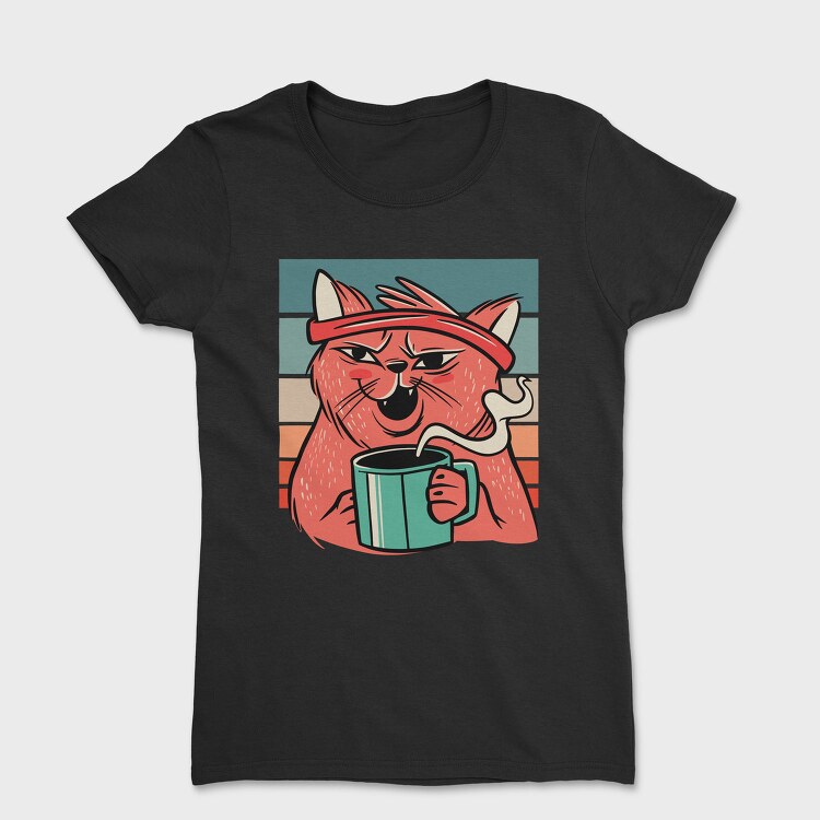Cat Drinking Coffee (2), Tricou Femei
