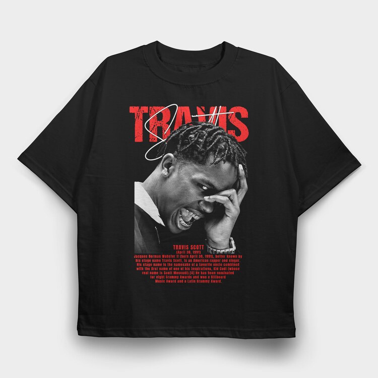 Travis Scott Red, Tricou Oversize Barbati (Unisex)