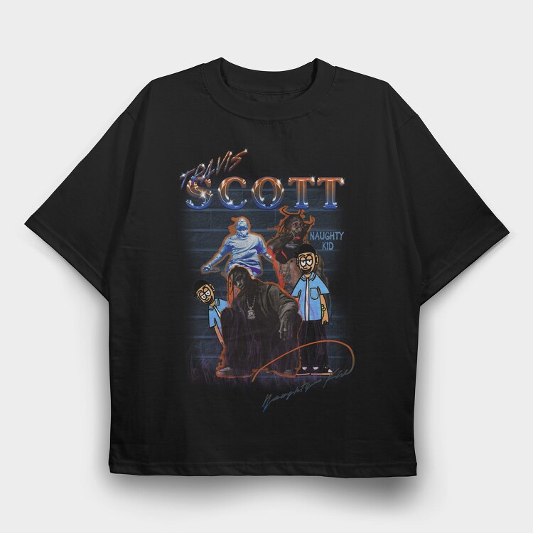 Travis Scott Naughty Kid, Tricou Oversize Barbati (Unisex)