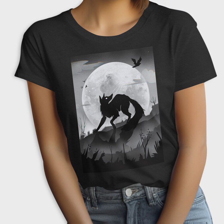 Dark Animals Wolf Silhouette, Tricou Femei