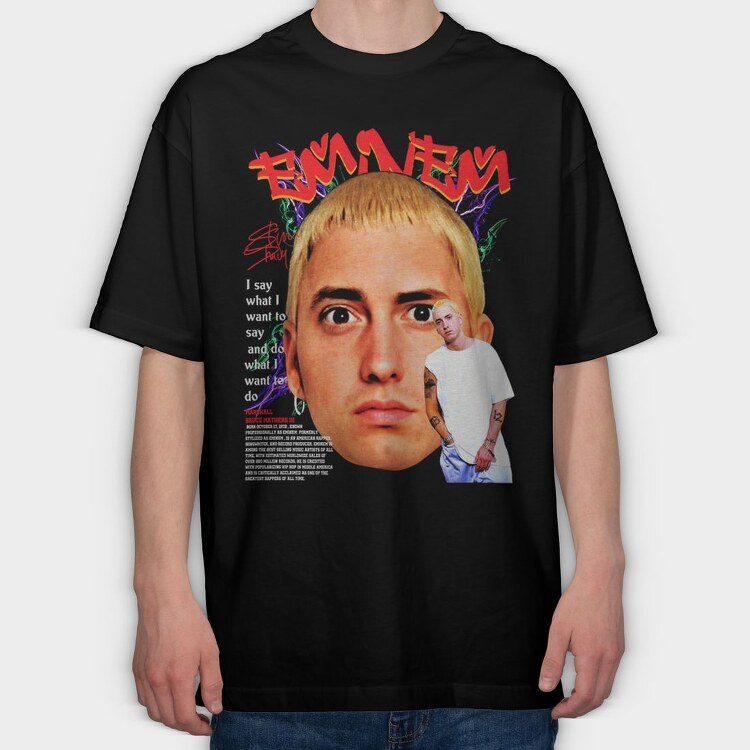 Eminem Face Art 1, Tricou Oversize Barbati (Unisex)