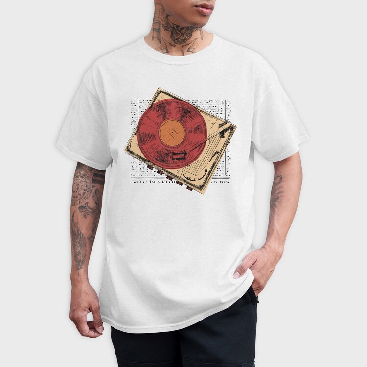 Vintage Turntable, Tricou Barbati (Unisex)