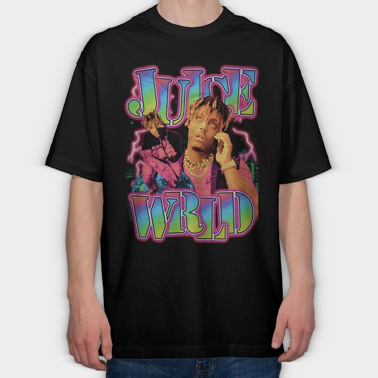 Juice Wrld Neon 1, Tricou Oversize Barbati (Unisex)