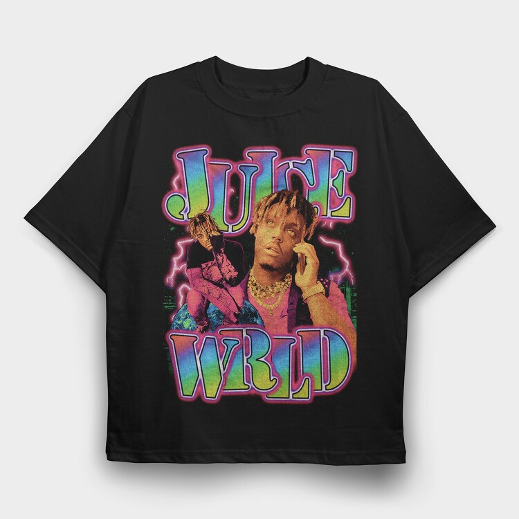 Juice Wrld Neon 1, Tricou Oversize Barbati (Unisex)