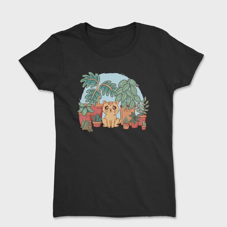 Cat And Plants, Tricou Femei