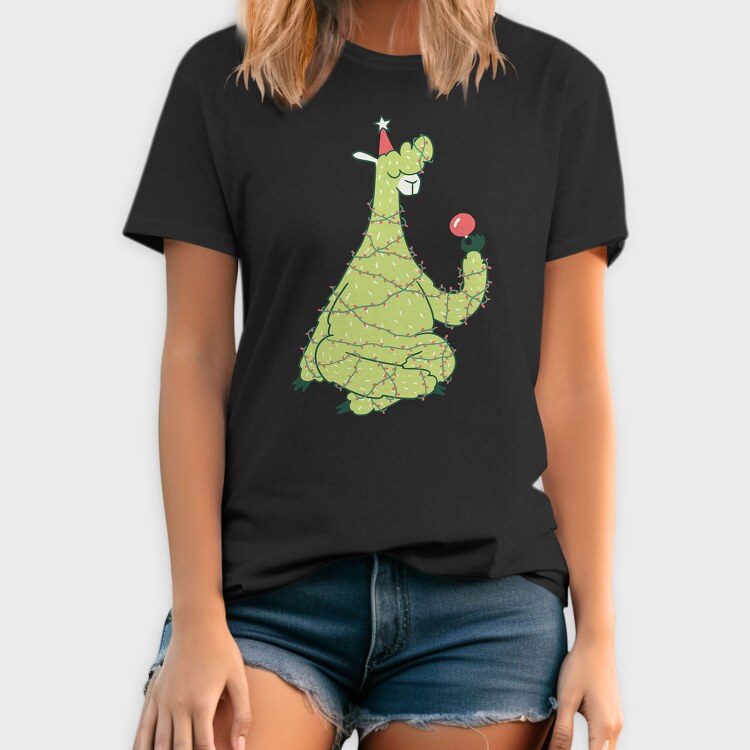 Christmas Tree Llama, Tricou Barbati (Unisex)
