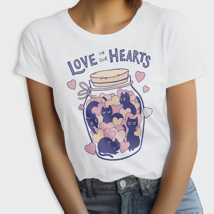 Love in Our Hearts Cats Jar, Tricou Femei