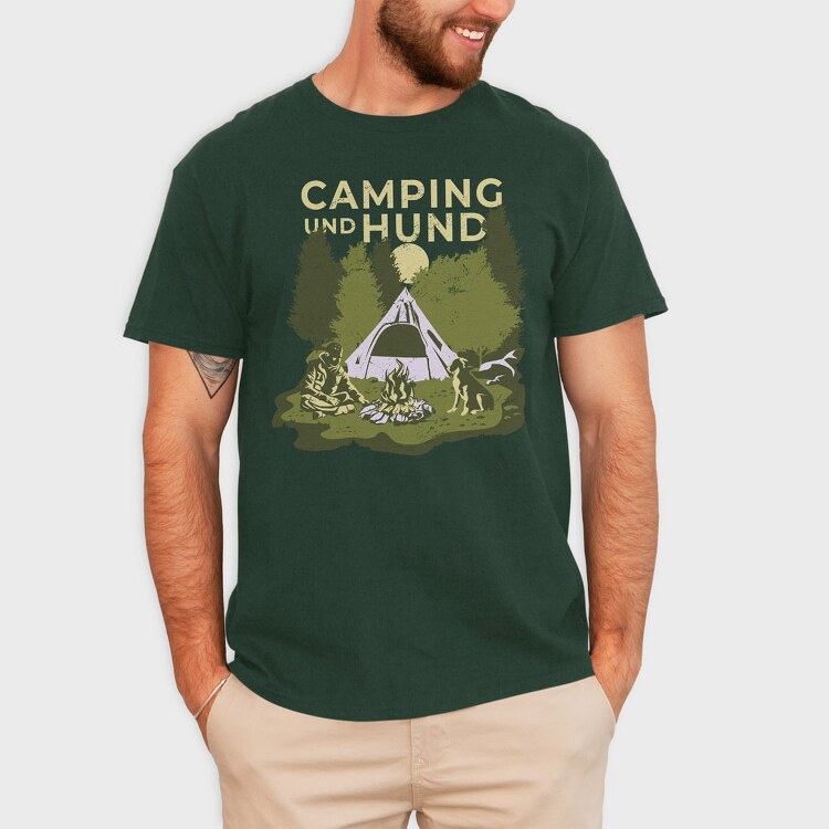 Camping and Hund, Tricou Barbati (Unisex)