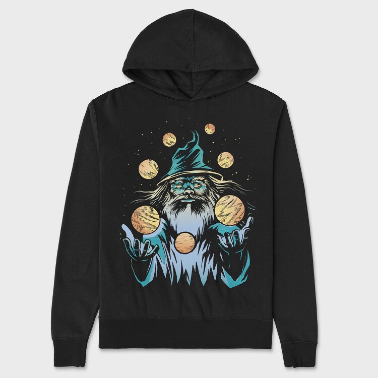 Wizard Juggling Planets, Hanorac Oversize Barbati (Unisex)