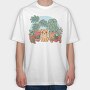Cat And Plants, Tricou Oversize Barbati (Unisex)