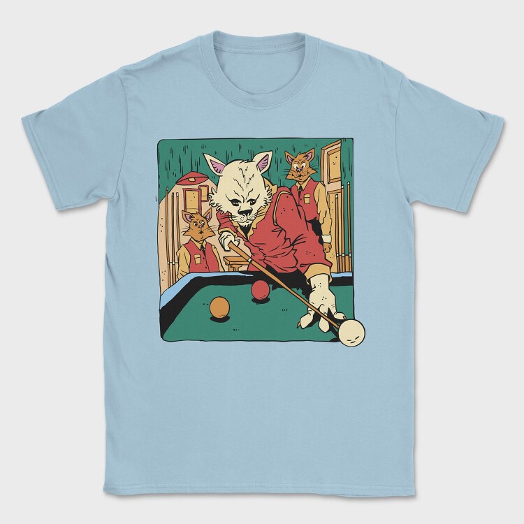 Cat Playing Billiards Biliard, Tricou Barbati (Unisex)