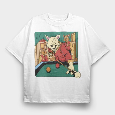Cat Playing Billiards Biliard, Tricou Oversize Barbati (Unisex)
