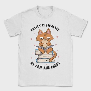 Cat Reading Books, Tricou Barbati (Unisex)