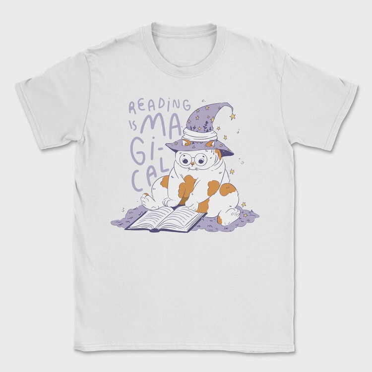 Cat Reading Magical Book, Tricou Barbati (Unisex)