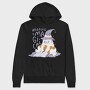 Cat Reading Magical Book, Hanorac Oversize Barbati (Unisex)