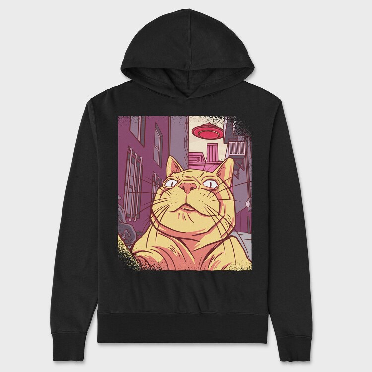 Cat Selfie Meme, Hanorac Oversize Barbati (Unisex)