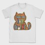 Cat Shaped Bookshelf, Tricou Barbati (Unisex)