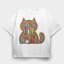 Cat Shaped Bookshelf, Tricou Oversize Barbati (Unisex)