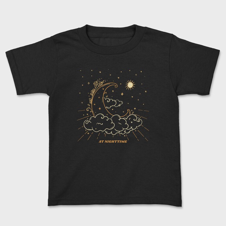 Dark Moon And Clouds Stars Sun Planets Tote, Tricou Copii