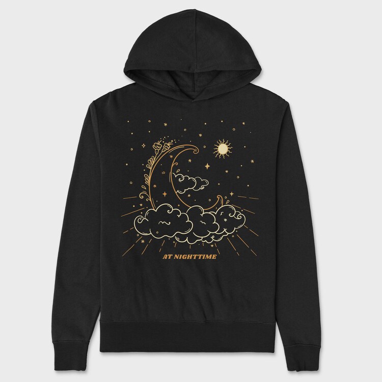 Dark Moon And Clouds Stars Sun Planets Tote, Hanorac Oversize Barbati (Unisex)