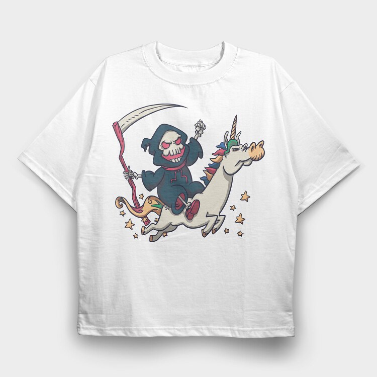Death In Unicorn Dead, Tricou Oversize Barbati (Unisex)