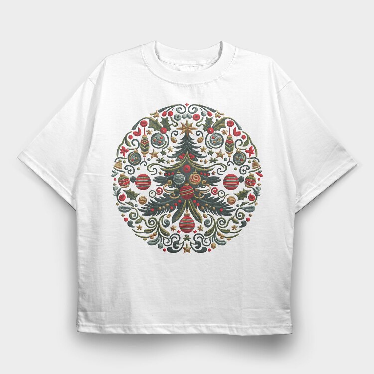 Decorative Christmas Tree Wreath, Tricou Oversize Barbati (Unisex)