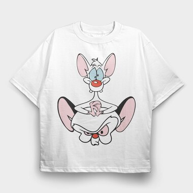 Cartoon Retro Pinky and Cerebro 1, Tricou Oversize Barbati (Unisex)
