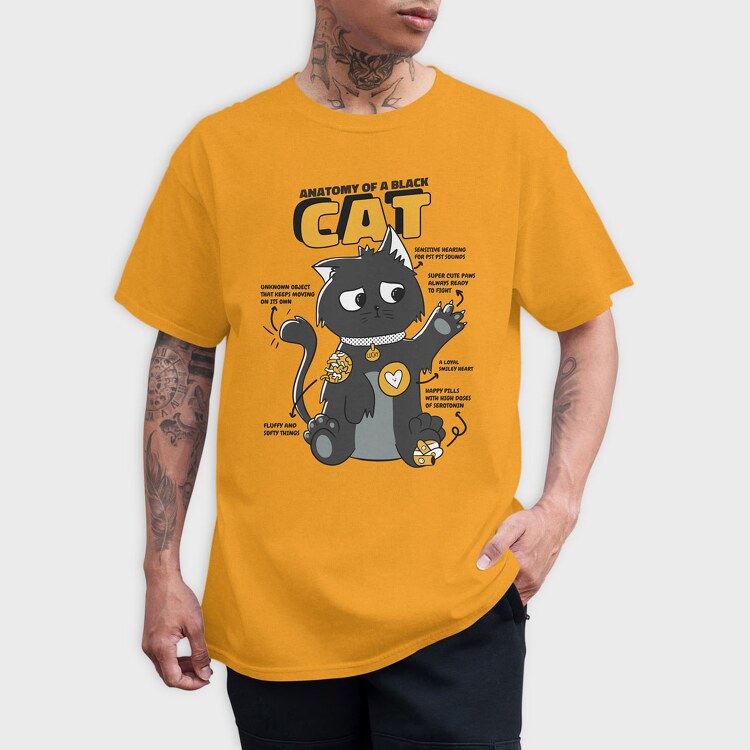 Black Cat Anatomy, Tricou Barbati (Unisex)