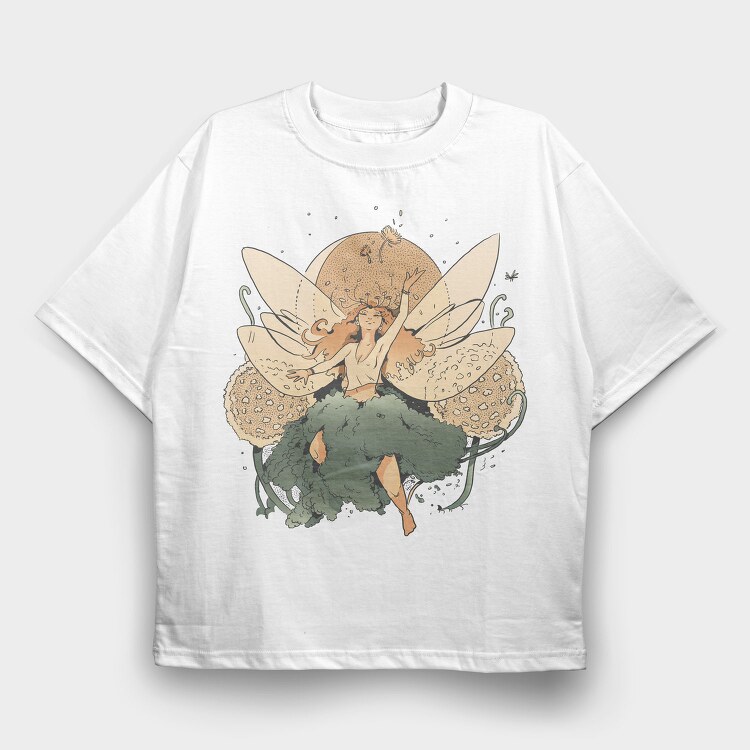 Fairy Flying In The Sky Forest Cottage, Tricou Oversize Barbati (Unisex)